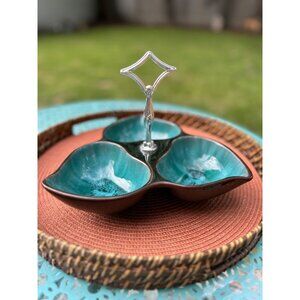 Blue Mountain pottery three bowl snack dish BMP Collingwood Canada collectible